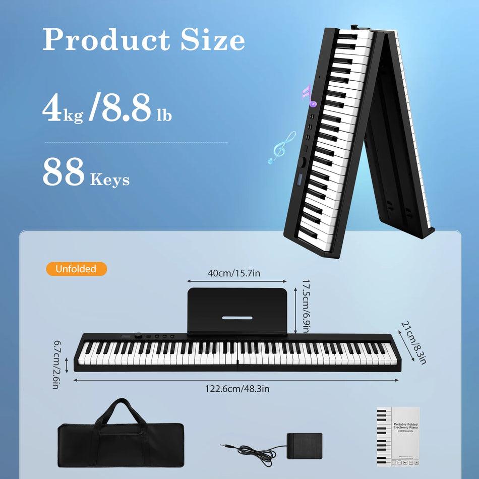 Foldable 88 Key Electronic Piano Keyboard With 128 Tones