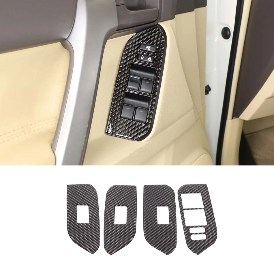 4 τεμ. Μαλακό αυτοκόλλητο εσωτερικού αυτοκινήτου από ανθρακονήματα για Toyota Land Cruiser Prado FJ150 πλαίσιο ανύψωσης γυαλιού 2010 έως 2017