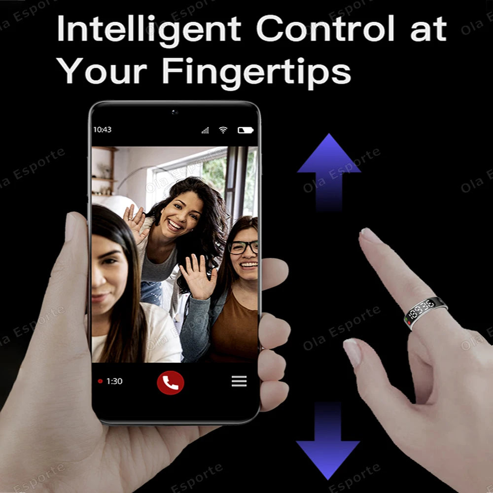 Smart Ring with Display, Health Monitor &amp; Waterproof Features for Xiaomi &amp; Samsung