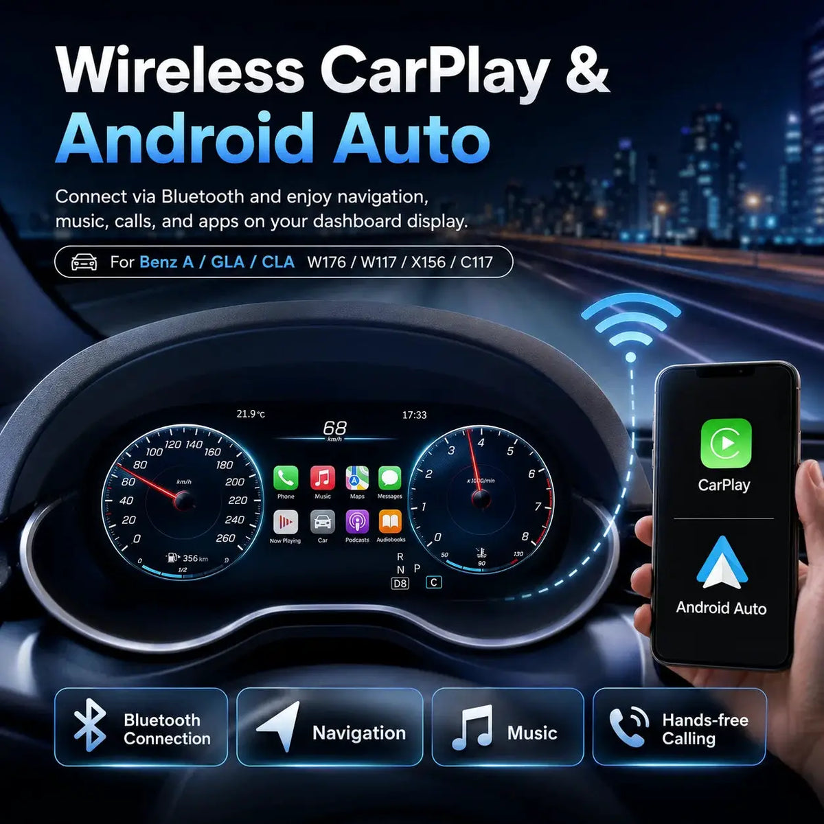12.3 "LCD Digital Dashboard Cluster For Mercedes Benz A GLA CLA Class W176 X156 117 C177 With Wireless CarPlay Android Auto 8 UI by InterCyprus Trading Ltd