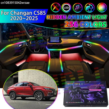 For Changan CS85 2020~2025 2021 2022 2023 RGB Car Interior Ambient Lights Strips Breathing Lighting Kit App Control LED strips by InterCyprus Trading Ltd