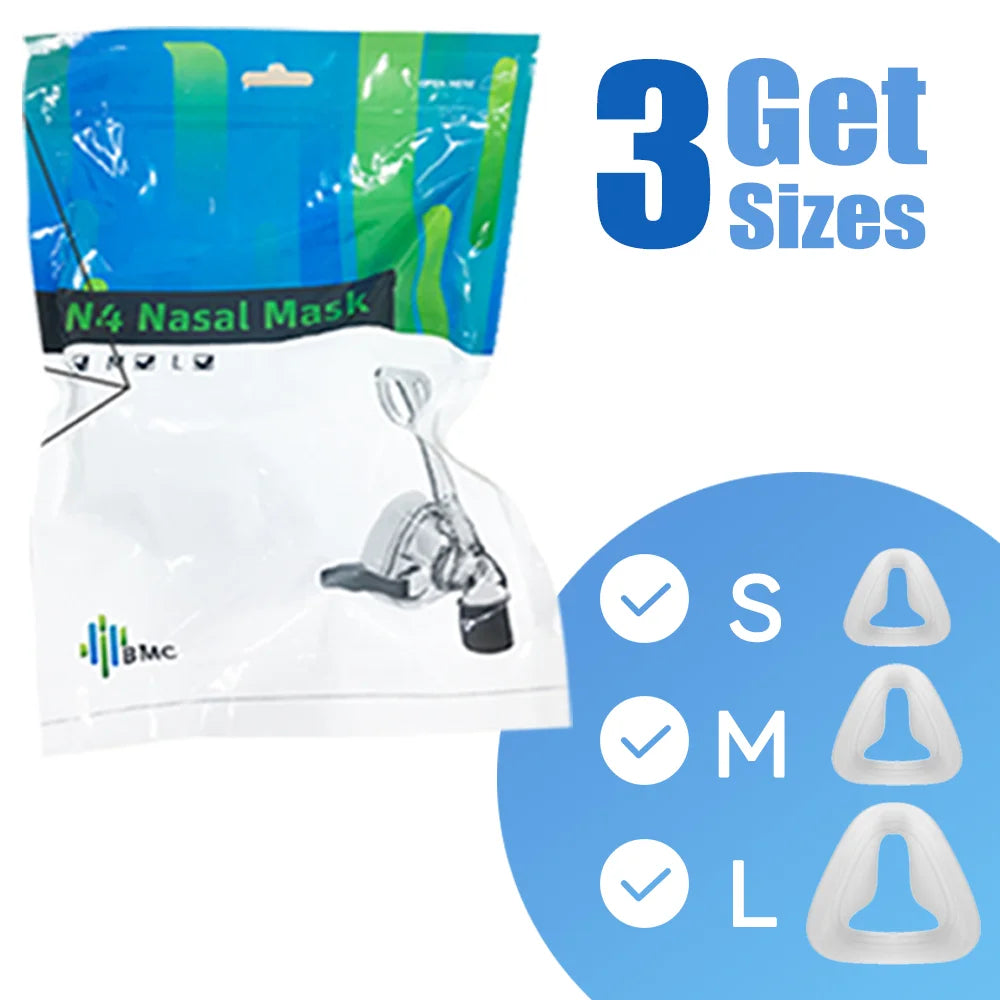 BMC NM4 Nasal CPAP Mask &ndash; Three Sizes Silicone Pads 3 Size in  1