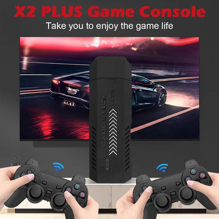 GD10 Plus Game Stick 4K HD Console with 58,000 Games &amp; Wireless Controllers