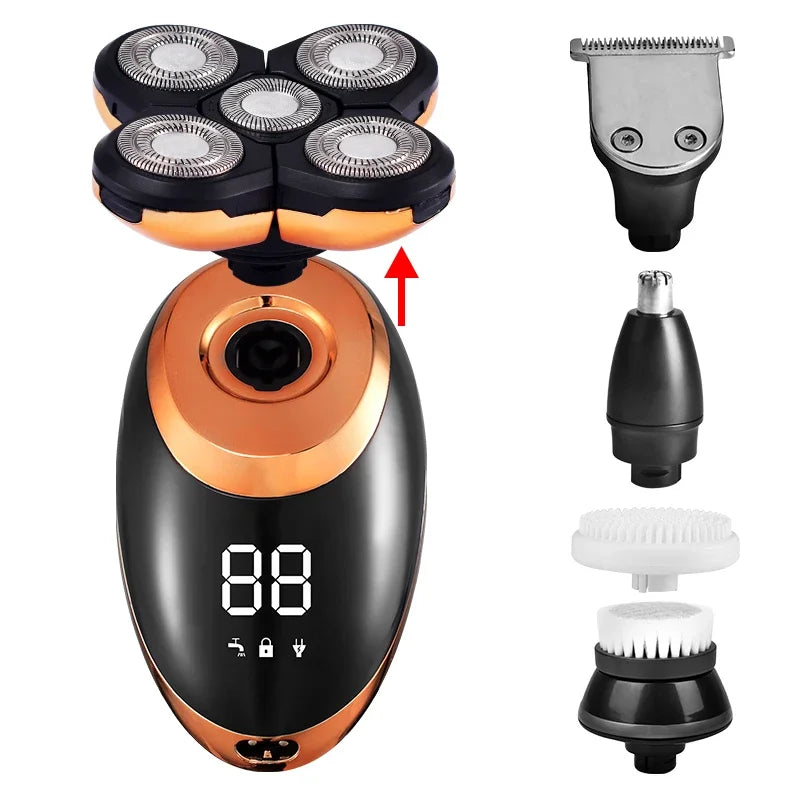Mubittu 3-in-1 USB Rechargeable Electric Shaver with Floating Heads and Trimming Attachments
