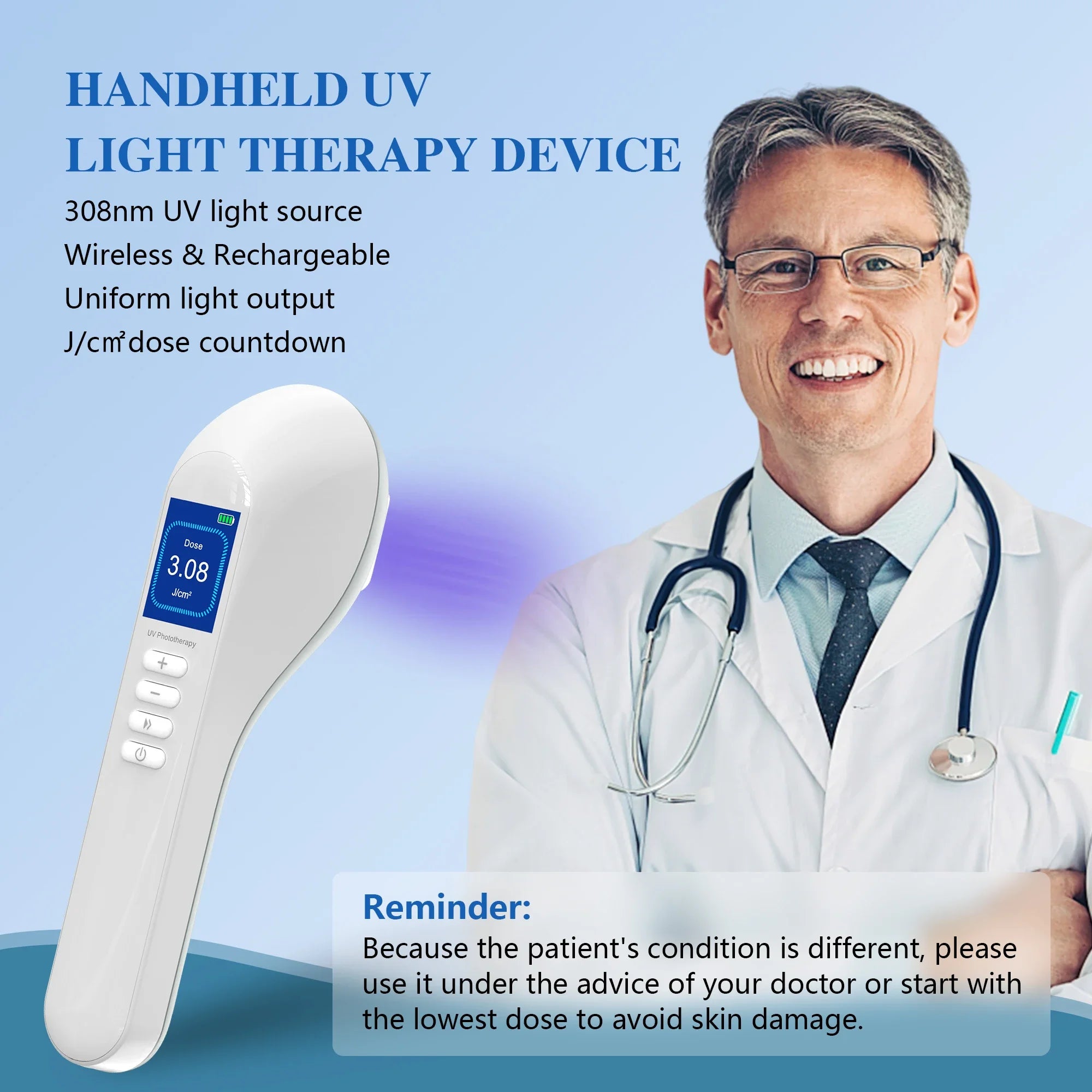 iKeener 308nm Ultraviolet Phototherapy Instrument &ndash; Effective Vitiligo and Psoriasis Treatment