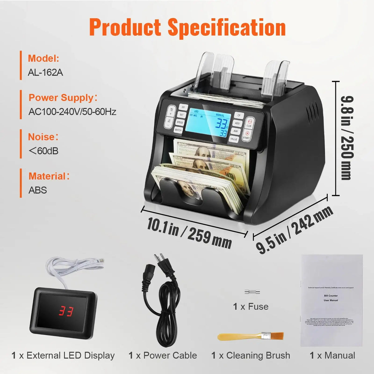 Money Counter 1200 Pcs Min With UV MG IR Detector Black / CZECH REPUBLIC