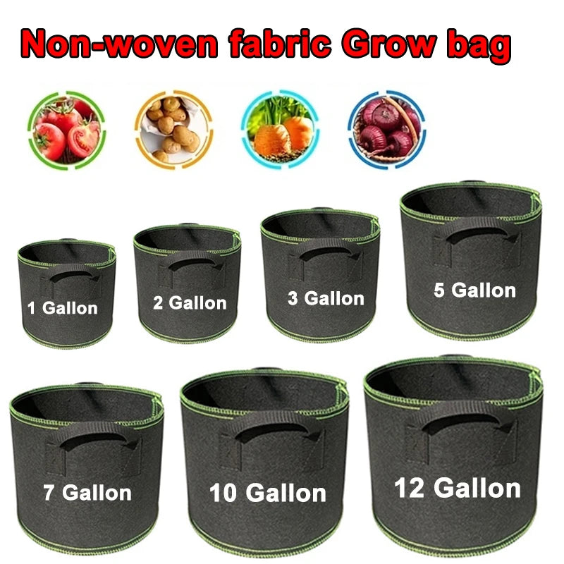 Vegetable Grow Bags 1-12 Gal Nonwoven With Handles &ndash; Durable