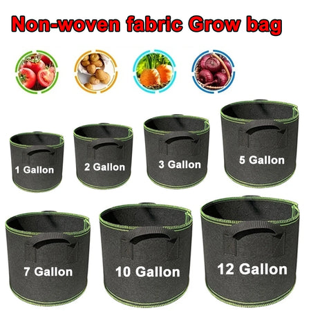 Vegetable Grow Bags 1-12 Gal Nonwoven With Handles &ndash; Durable