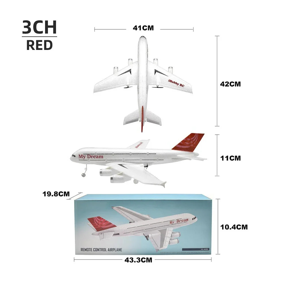 RC Plane A380 Foam Glider &ndash; Gyroscope Stabilized Flight 3CH Red