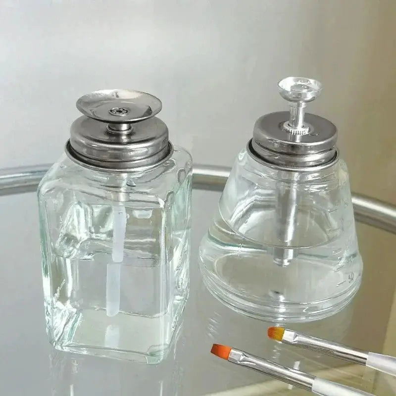 Nail glass bottle press funnel press type alcohol bottle nail remover water empty bottle cleaning liquid crystal hydraulic 180ml by InterCyprus Trading Ltd