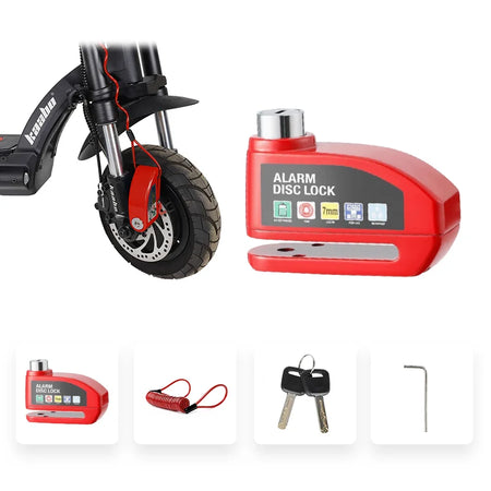 Electric Scooter Alarm Disc Lock &ndash; Waterproof Anti-Theft Security Red Alarm Lock Kit