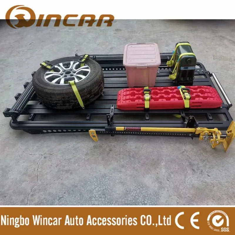 WINCAR Alumīnija Jumta Kravas Statīvs Plakans 4x4 Jumta Montāža dažādiem Transportlīdzekļiem, 200kg Ietilpība