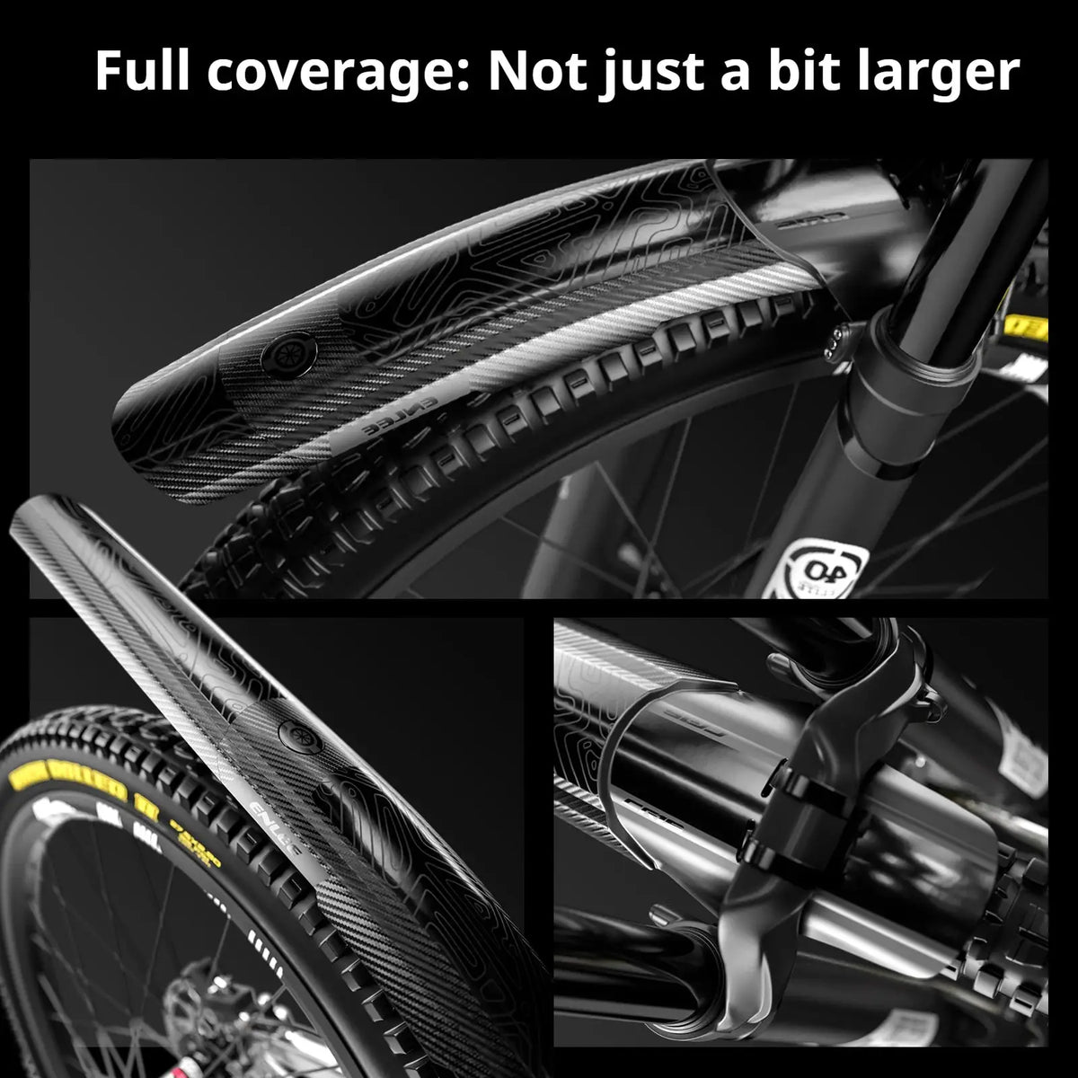 ENLEE Mountain Bike Mudguards Extended And Widened Rain Guards Carbon Fiber Texture Universal For Front And Rear by InterCyprus Trading Ltd
