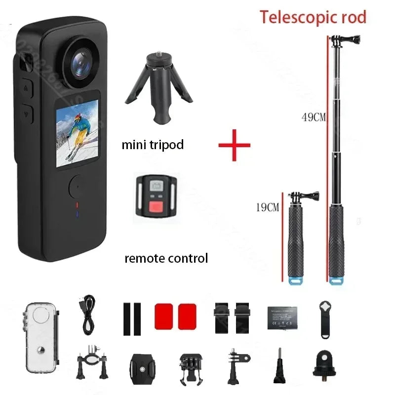 DIXSG 4K WiFi Action Camera &ndash; Dual Screen Waterproof Design 880Q Telescopic rod / only camera