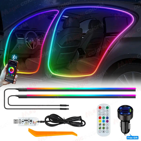 3Meters 4M Symphony Car Door Frame Ambient Lights Universal RGB LED Acrtlic Strips APP Bluetooth Remote Control USB Plug & Play by InterCyprus Trading Ltd