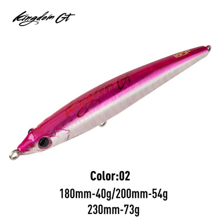YOOFISH GT Sea Fishing Lure - Topwater Floating Artificial Bait for Tuna &amp; GT 4564-02 / 180mm 40g