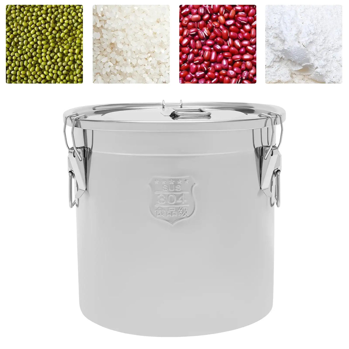 Ss Rice Bin Food-Grade 304 Stainless Steel Rice Storage Bin – Keeps Grains, Flour ...