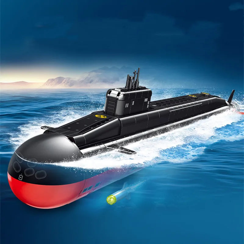 SEMBO 1324pcs Military Nuclear Submarine Building Blocks - Perfect for Young Strategists