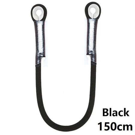 Outdoor Rock Climbing Lanyard 10.5mm Static Rope 20kN Protective Eye-to-eye Pre-Sewn Cord Loop Sling Mountaineering Equipment Black-150cm