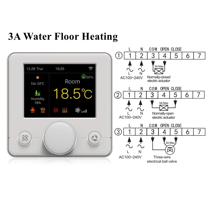IPS Screen Smart Thermostat &ndash; WiFi Control And Voice Assist Water.White / 100-240V