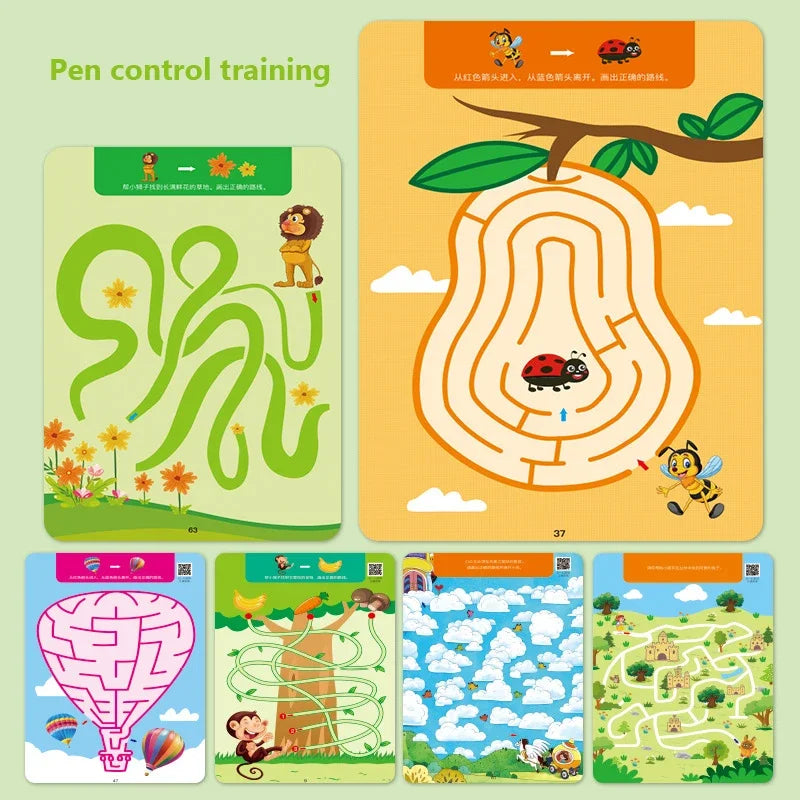 Reusable Montessori Practice Maze Book for Kids: Concentration &amp; Pen Control Training