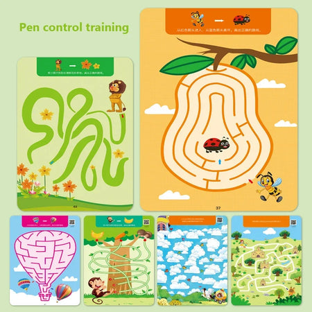 Reusable Montessori Practice Maze Book for Kids: Concentration &amp; Pen Control Training