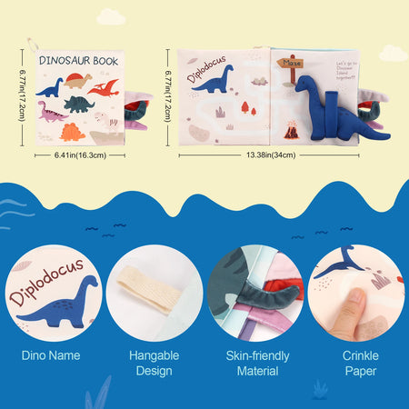 CoolPlay Dinosaur Soft Cloth Book &ndash; Engaging Sensory Experience for Babies