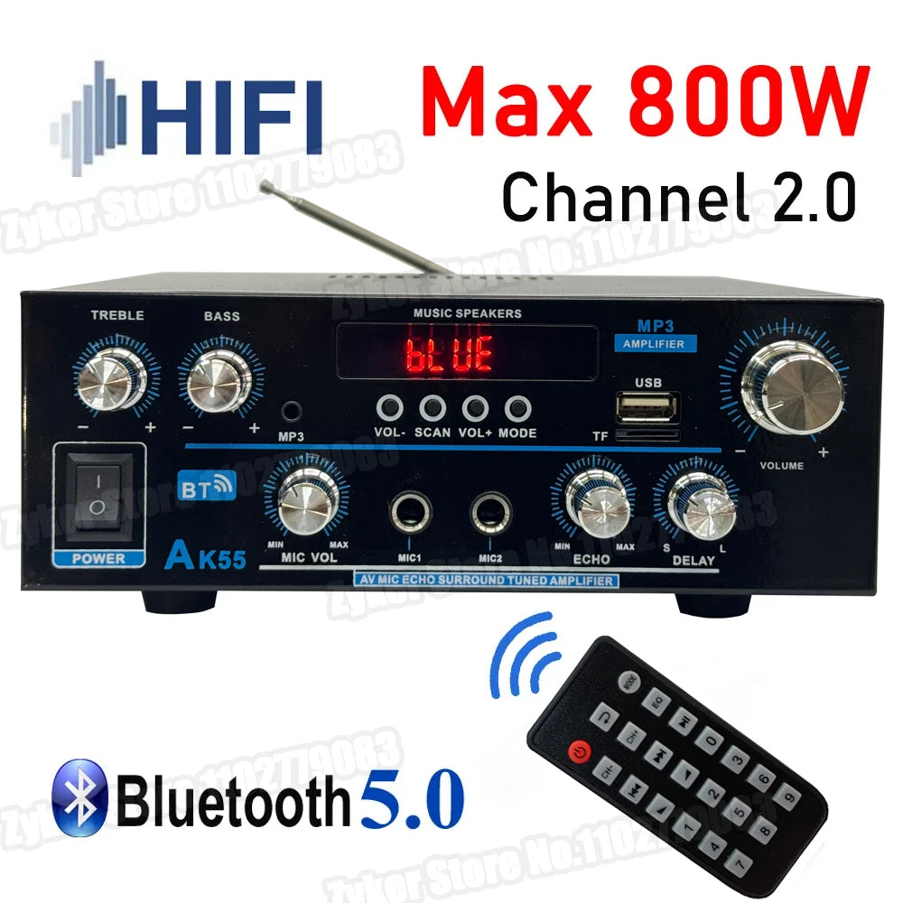 MAOZUA AK55 HiFi 90W Dual Channel Bluetooth Audio Amplifier
