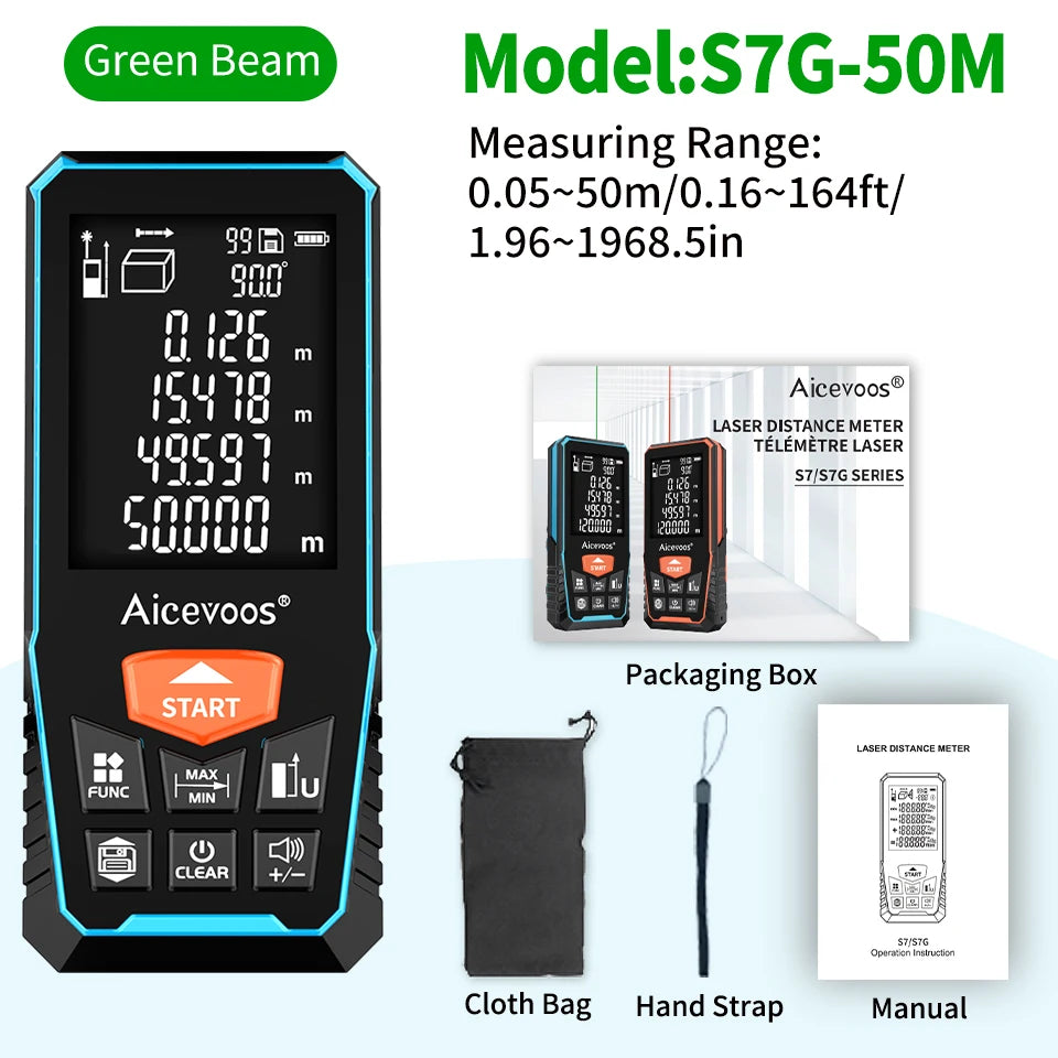 Aicevoos Rechargeable Green Beam Laser Rangefinder | Accurate, CE Certified Green Beam 50M