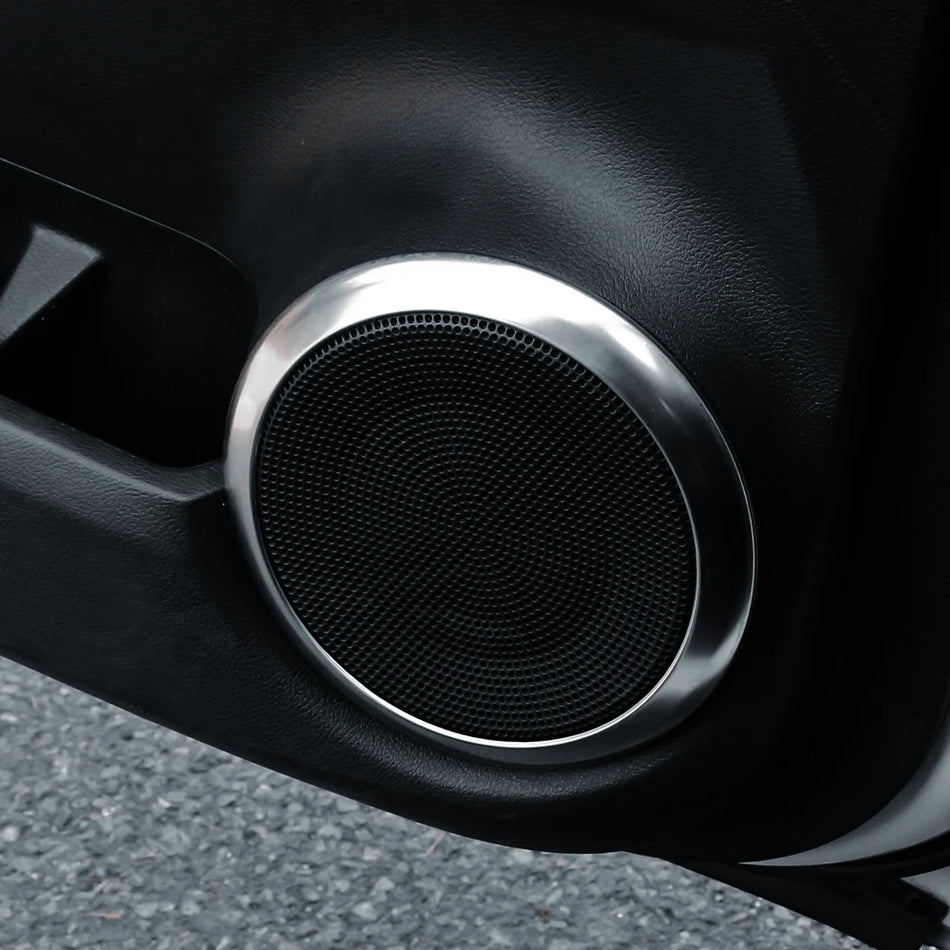 Nissan Kicks Car Door Speaker Panel Circle Trim Ring Covers, Stainless Steel Set