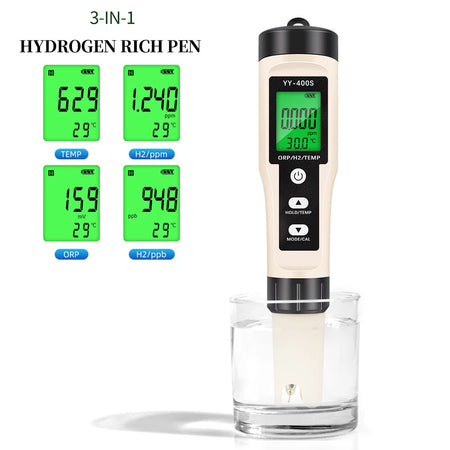 4/3/2 In 1 PH ORP H2 Meter Portable Pen &ndash; Water Purity Test 3 in 1