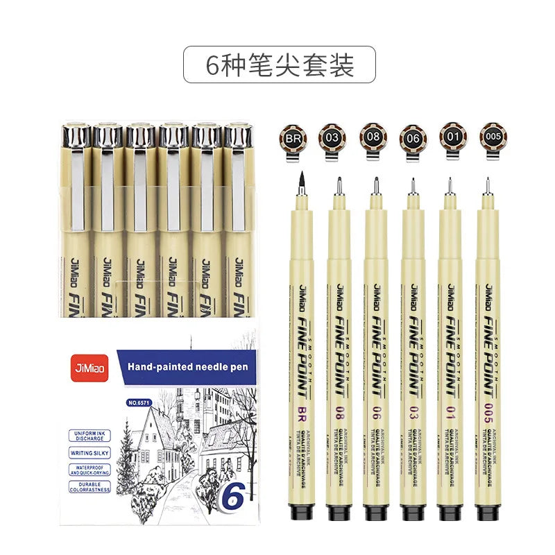 Manga Art Marker Set 12 Color &ndash; Fine Line Manga Illustration 6pcs