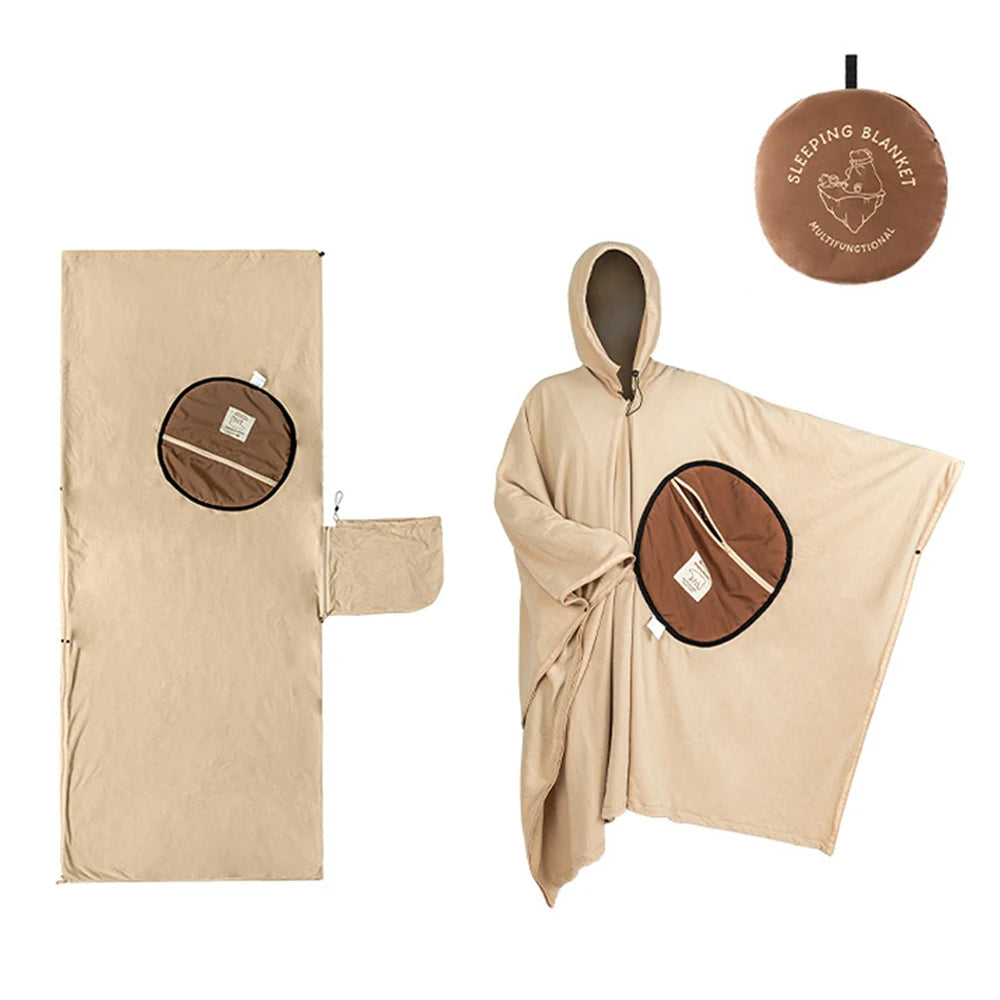 Outdoor Wearable Cloak Sleeping Bag &ndash; Lightweight Fleece Coffee