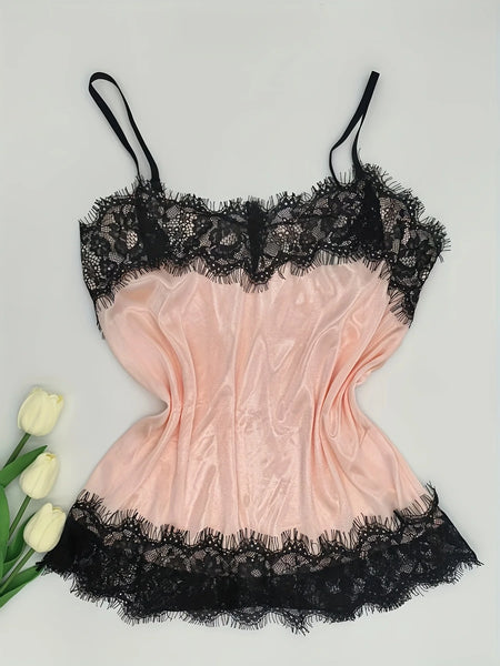 Summer Lace Silk Pajama Set Women Sleepwear - Sexy &amp; Comfortable Lingerie Cami Top with Shorts
