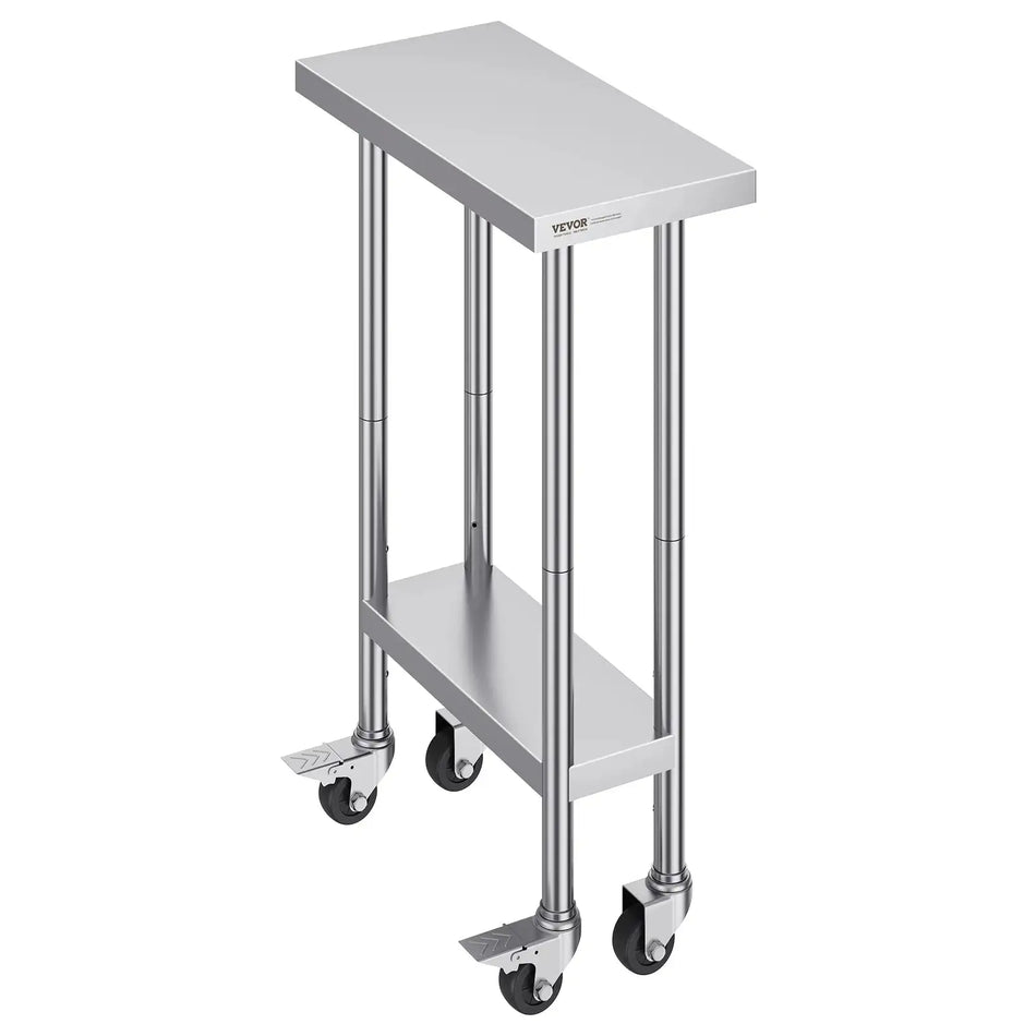Stainless Steel Work Table Four Wheels 500 Lbs Load