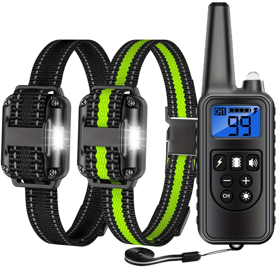 PuPoPan Waterproof Dog Shock Collar with Remote Training Control GREEN and BLACK