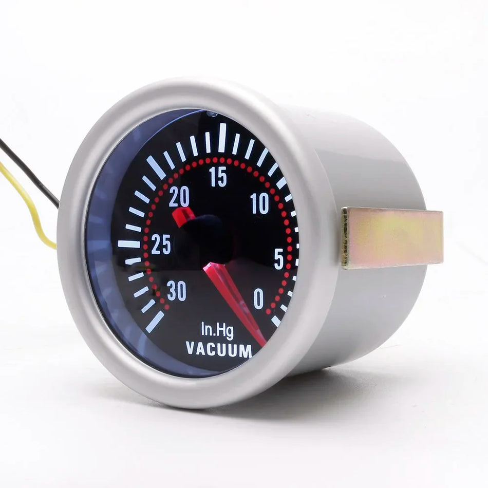 Automobilio siurbimo manometras 52mm 12V su baltu LED ekranu, dūmų objektyvas