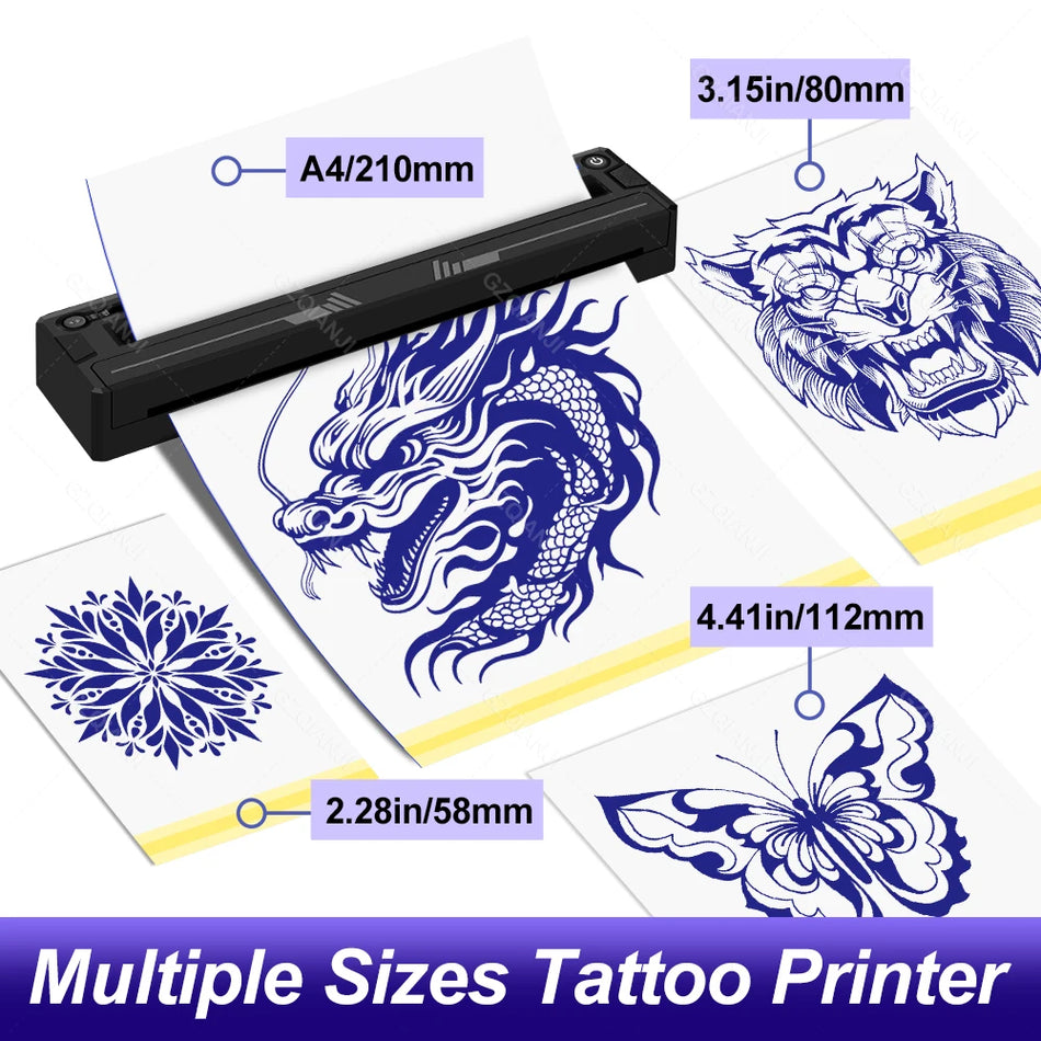 A4 Wireless Tattoo Stencil Printer with Transfer Paper for Smartphone and PC