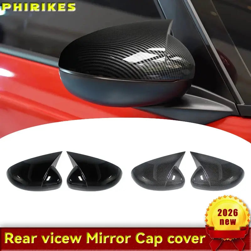 Bull Horn Cap Carbon Fiber Style Rear View Side Mirror Cover Rearview Caps For Honda Fit JAZZ GR9 2020-2023 LIFE ABS Material by InterCyprus Trading Ltd