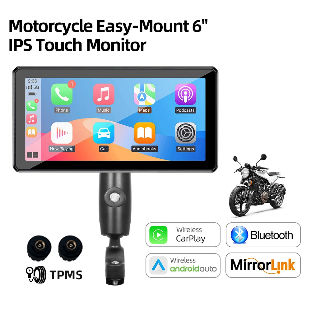 Monitor Motor Camera 6inch Motor Monitor Wireless CarPlay Android Auto GPS Navigation Screen ...