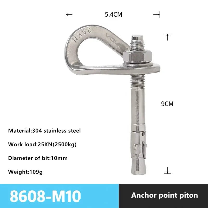 XD-8608 Rock Climb Anchor Point Piton Nut &ndash; Stainless Steel M10-Piton