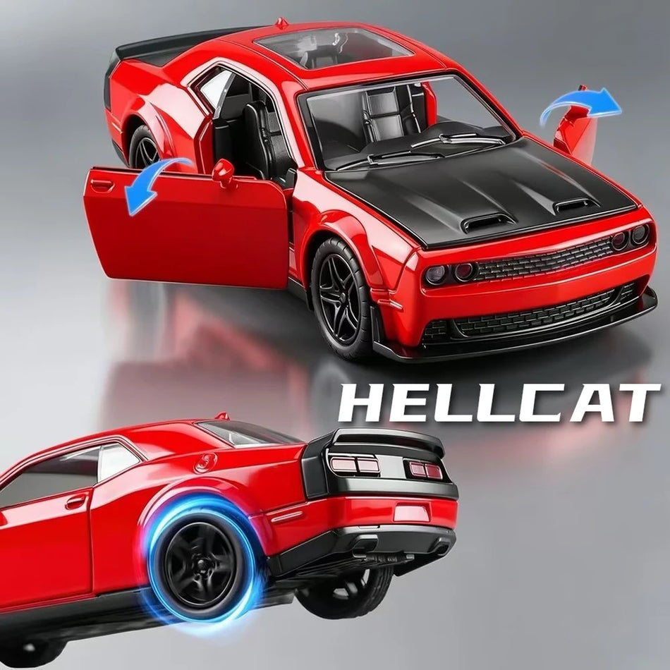 1:36 Diecast Hellcat športni avto z odprtimi vrati, povleci nazaj, kovinsko telo