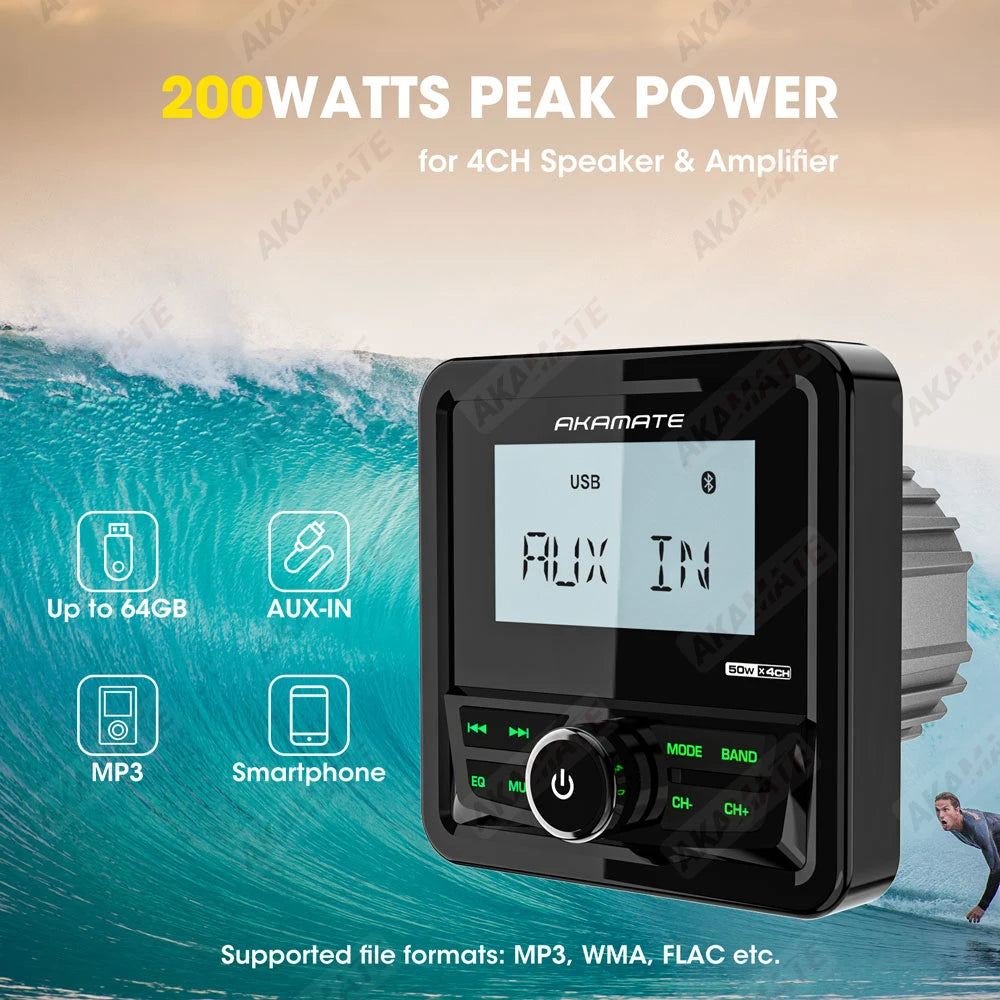 MS-20RV-1 &ndash; Bluetooth IPX5 Waterproof 200W Marine Stereo