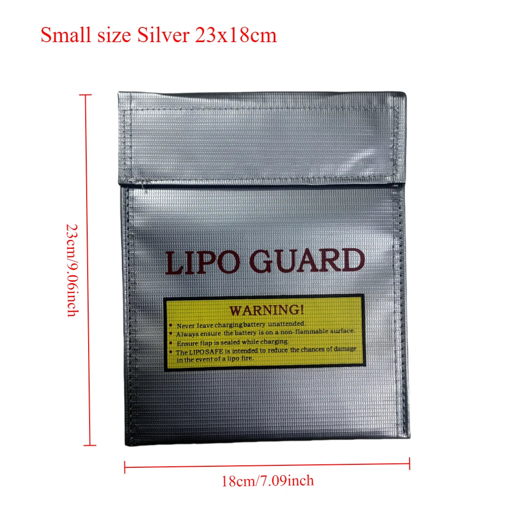 RC LiPo Battery Fireproof Storage Bag &ndash; Explosion Proof 23cm x 18cm Silver