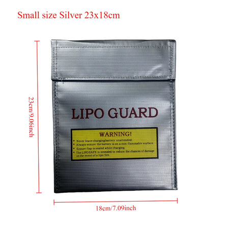 RC LiPo Battery Fireproof Storage Bag &ndash; Explosion Proof 23cm x 18cm Silver