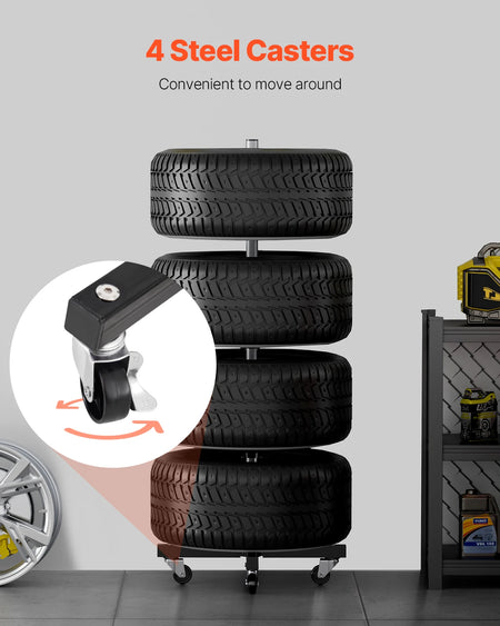 SucceBuy Tire Rack With Wheels &ndash; Heavy Duty Steel Stand