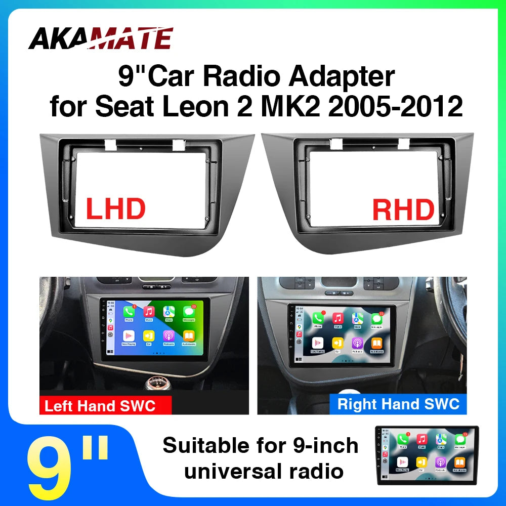 Car Radio Frame Bezel Seat Leon 2 MK2 2005-2012 - Fits 9in