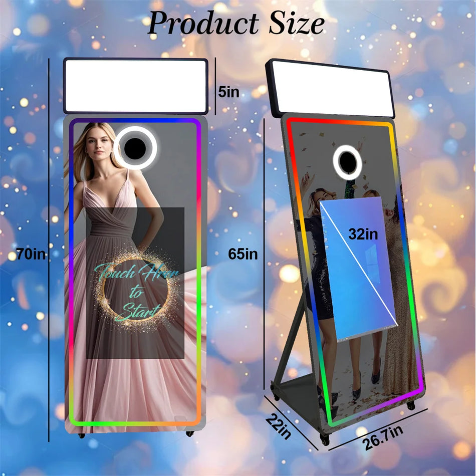 65In Magic Mirror Photo Booth 32In Touch Screen Lidojuma Kaste