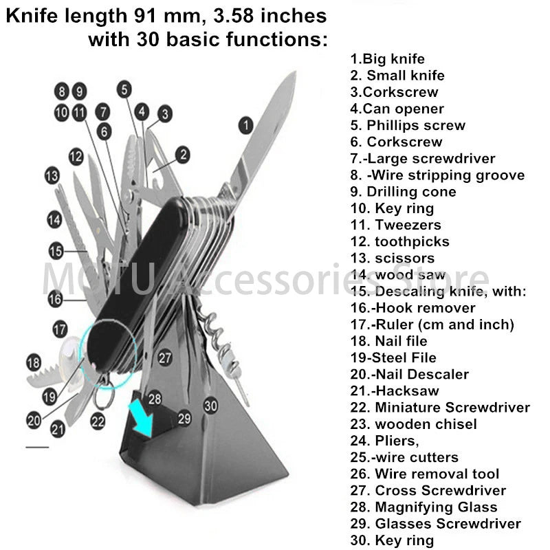 🟠 Πολυλειτουργικό πτυσσόμενο ελβετικό μαχαίρι στρατού φορητή EDC ανοξείδωτο χάλυβα μαχαίρι τσέπης υπαίθρια κάμπινγκ έκτακτης ανάγκης συνδυασμό