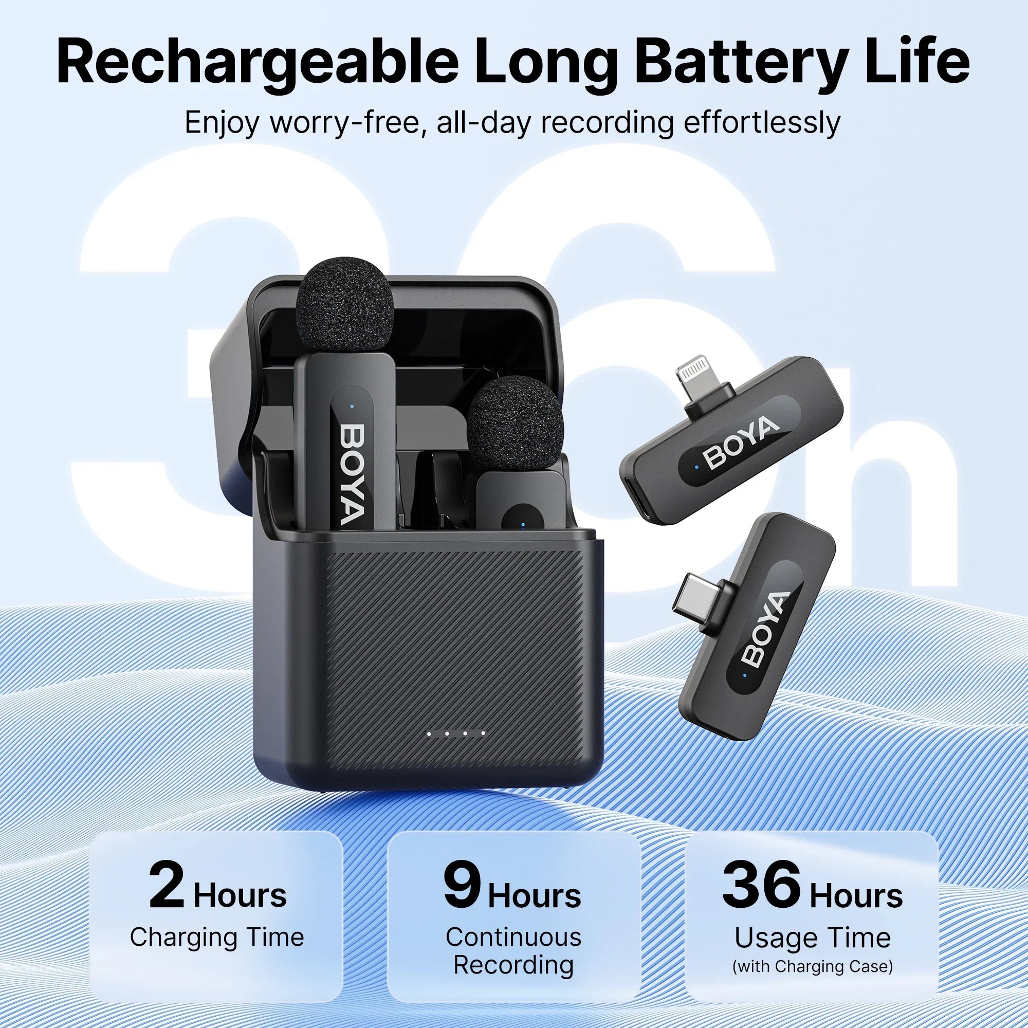 BOYA BY-V3 Wireless Lavalier Microphone with Noise-Cancelling for Superior Audio Recording